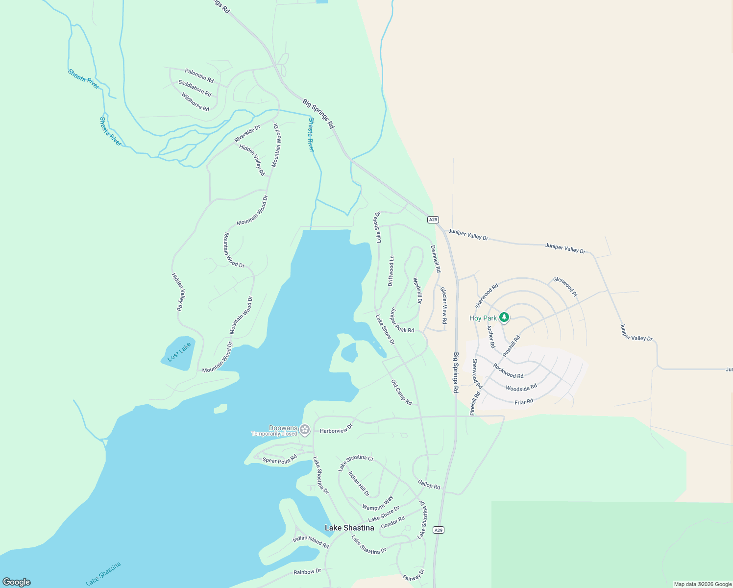 map of restaurants, bars, coffee shops, grocery stores, and more near 15121 Lake Shore Drive in Weed