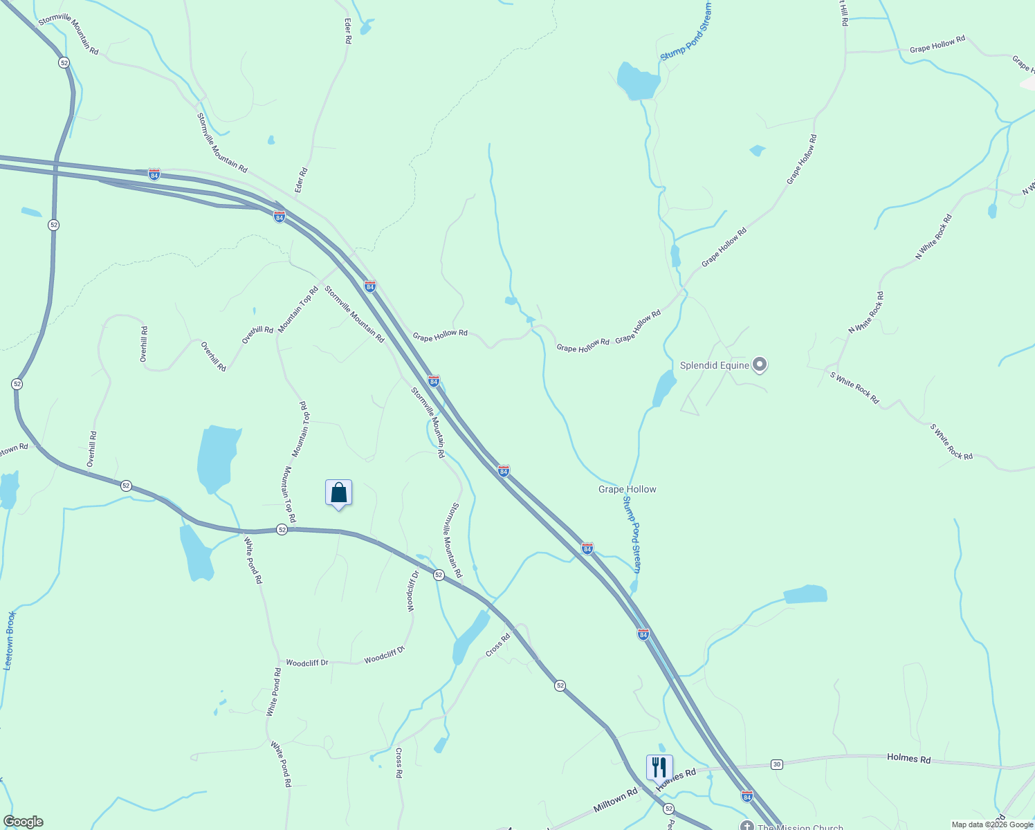 map of restaurants, bars, coffee shops, grocery stores, and more near 545 Grape Hollow Road in Holmes