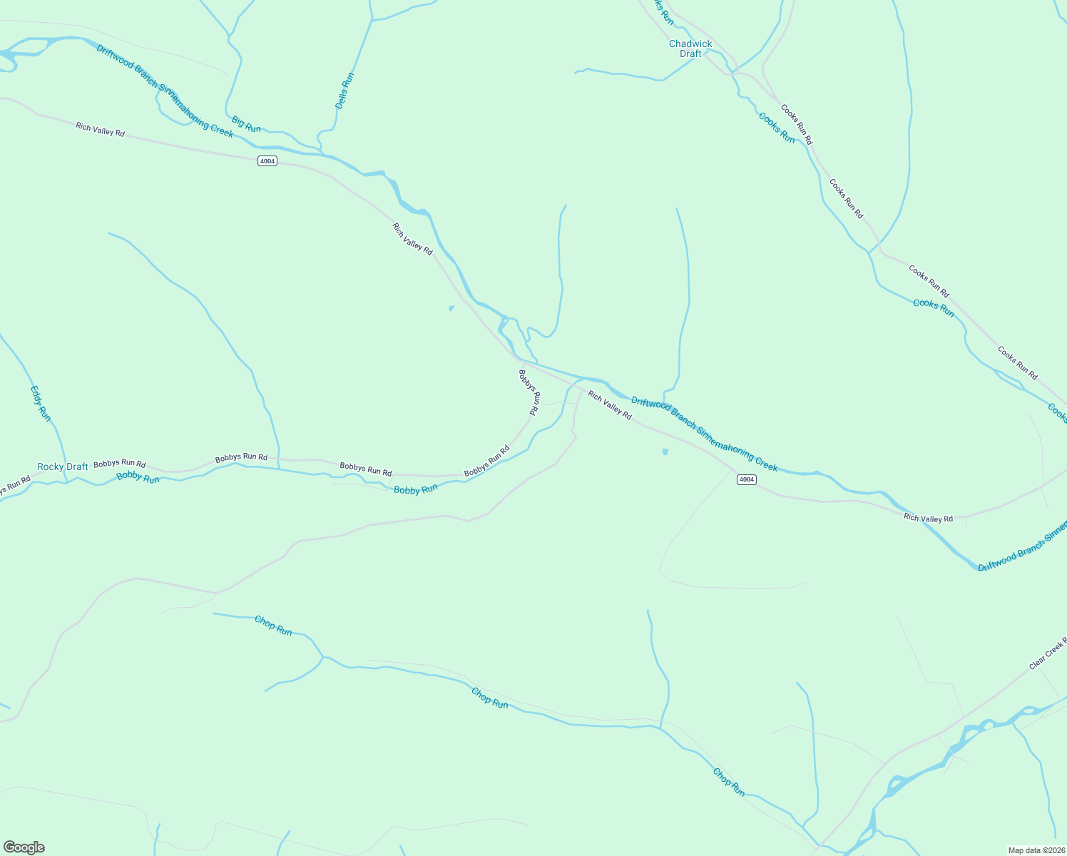 map of restaurants, bars, coffee shops, grocery stores, and more near Bobbys Run Road in Emporium