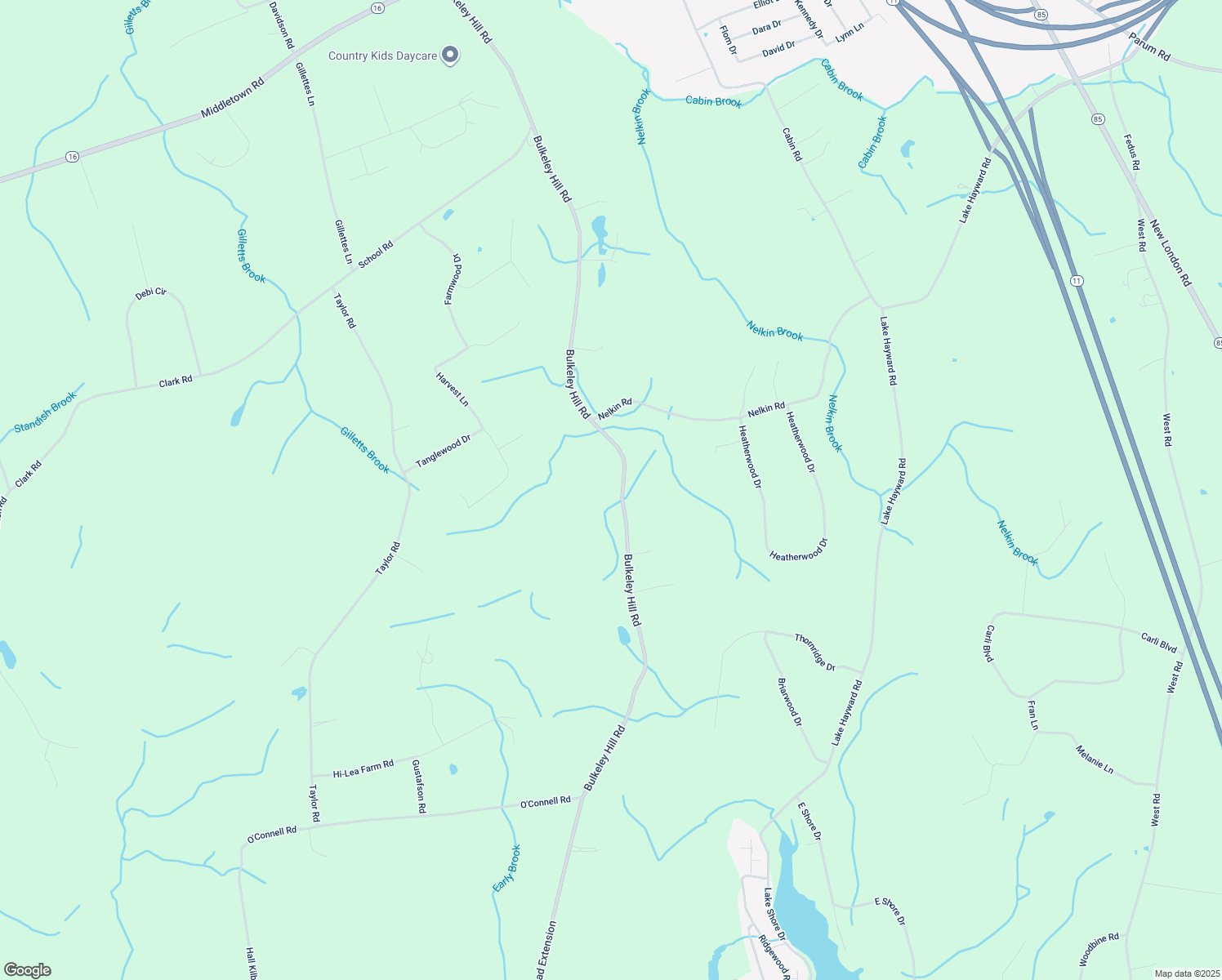 map of restaurants, bars, coffee shops, grocery stores, and more near 254 Bulkeley Hill Road in Colchester