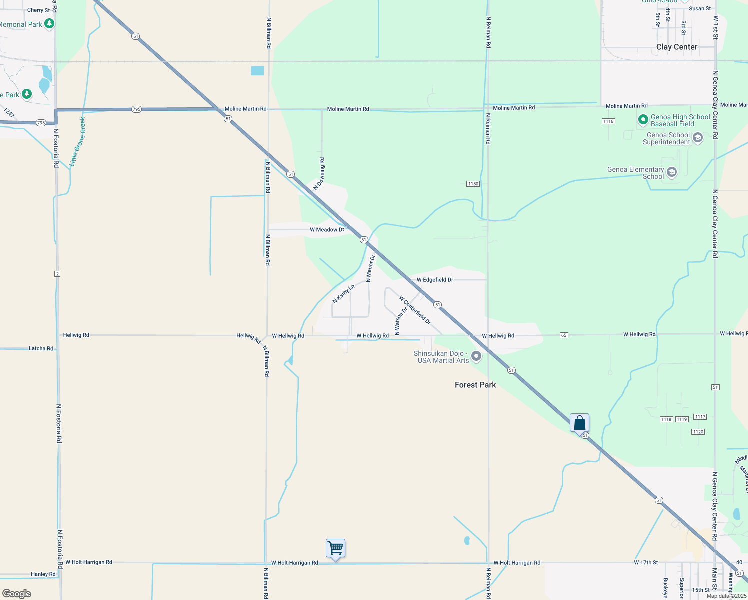 map of restaurants, bars, coffee shops, grocery stores, and more near 2209 N Manor Dr in Genoa