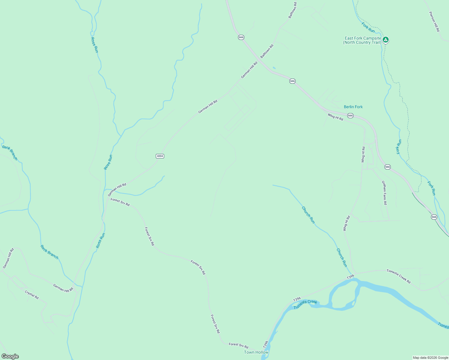 map of restaurants, bars, coffee shops, grocery stores, and more near 4385 Cemetery Road in Tionesta