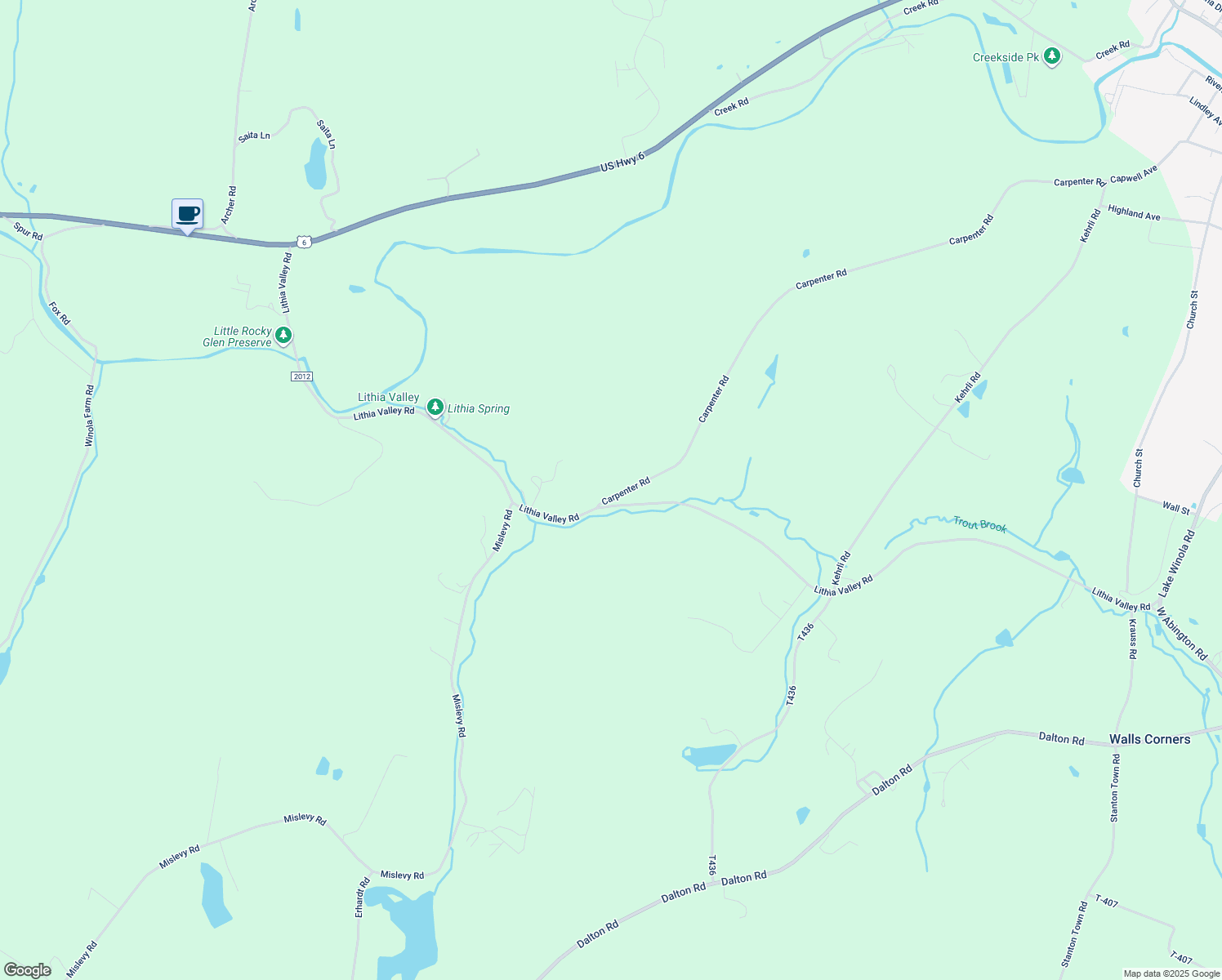 map of restaurants, bars, coffee shops, grocery stores, and more near 131 Carpenter Road in Factoryville