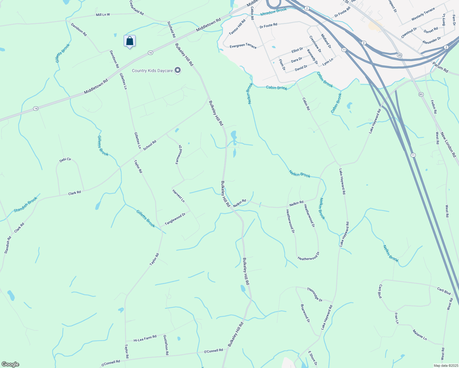 map of restaurants, bars, coffee shops, grocery stores, and more near 160 Bulkeley Hill Road in Colchester