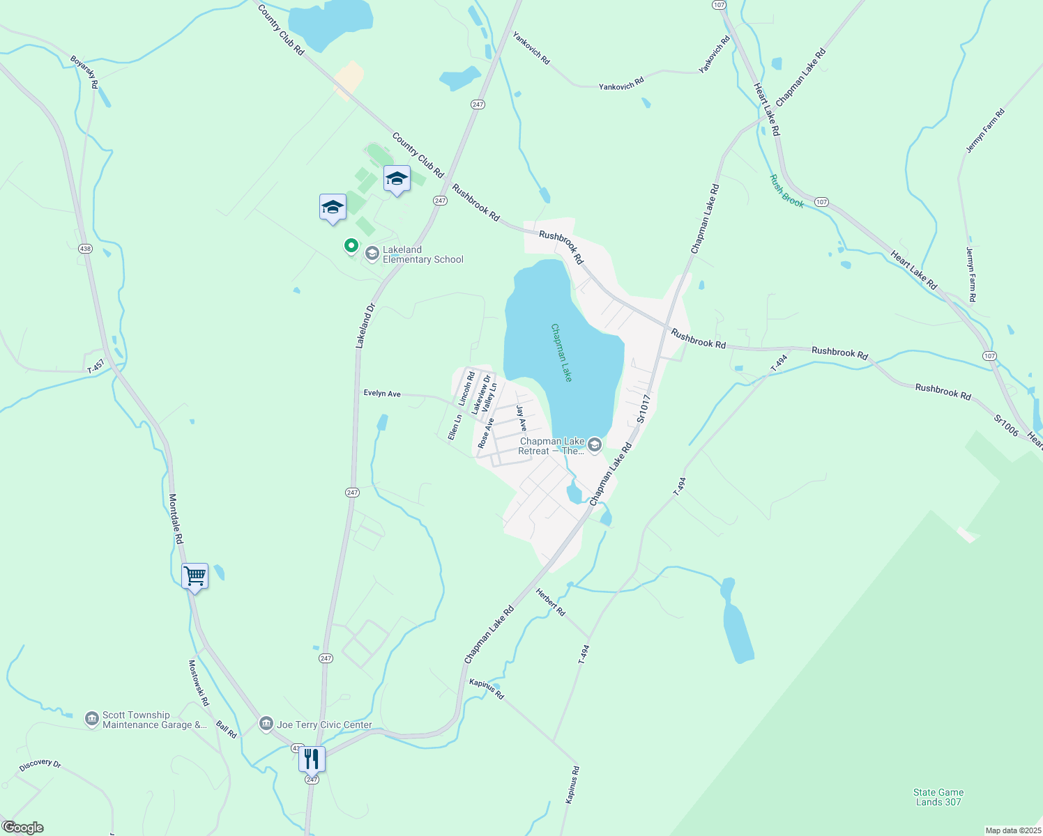 map of restaurants, bars, coffee shops, grocery stores, and more near 28 Jay Ave in Jermyn