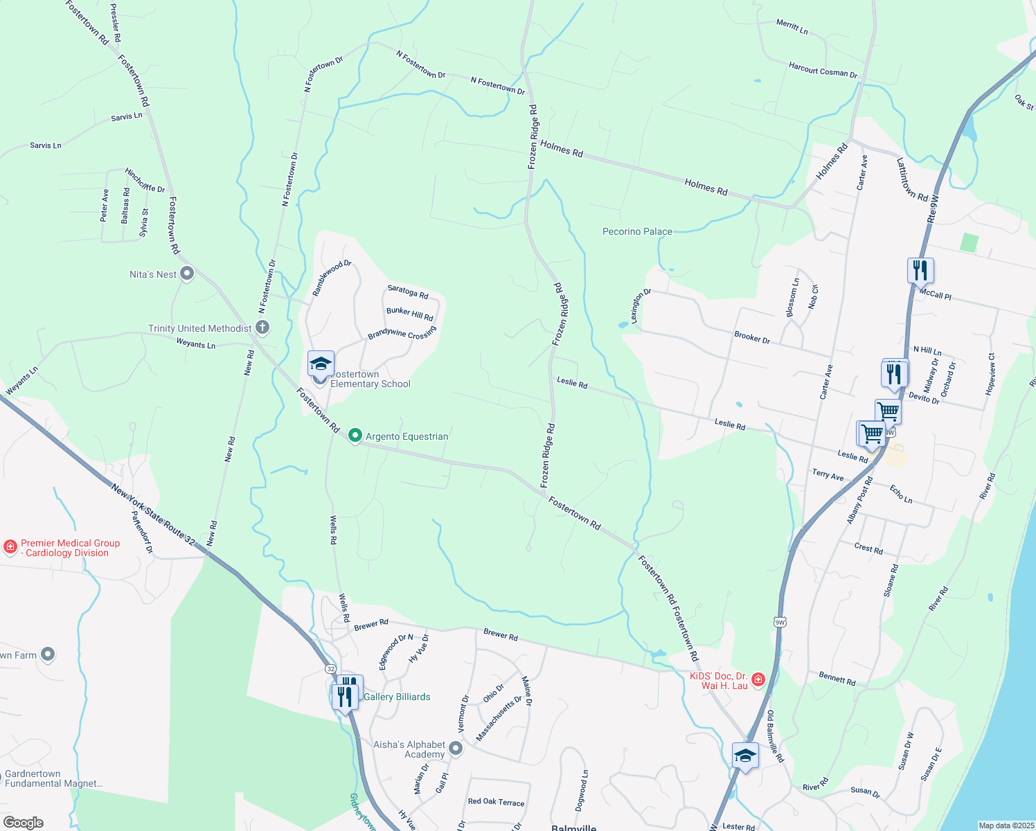 map of restaurants, bars, coffee shops, grocery stores, and more near 17 Willets Way in Newburgh