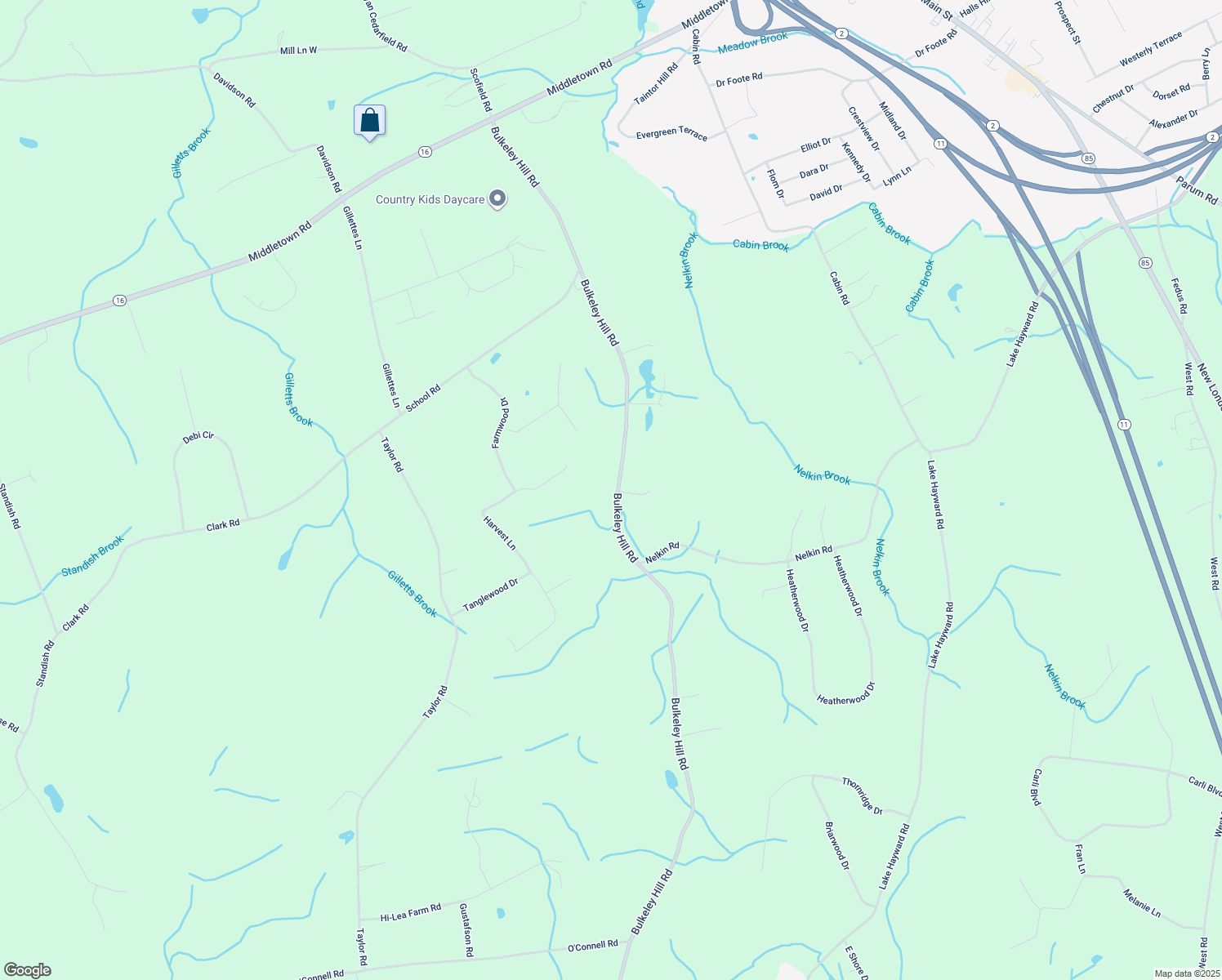 map of restaurants, bars, coffee shops, grocery stores, and more near 160 Bulkeley Hill Road in Colchester