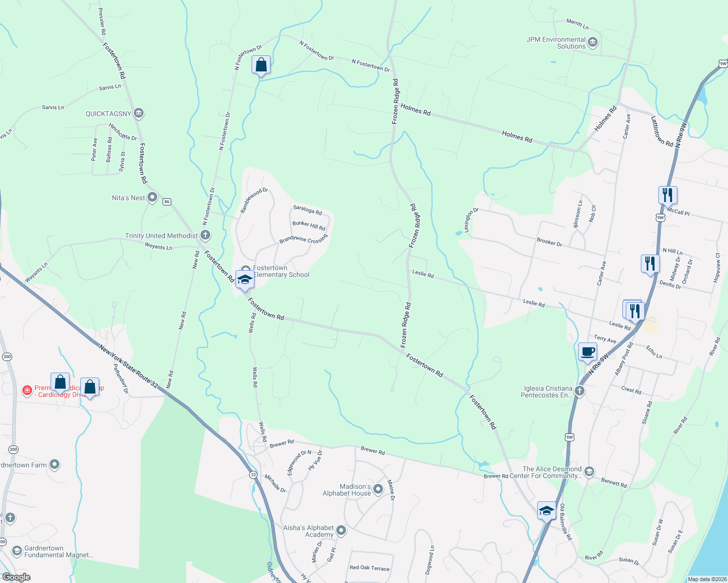 map of restaurants, bars, coffee shops, grocery stores, and more near 37 Willets Way in Newburgh