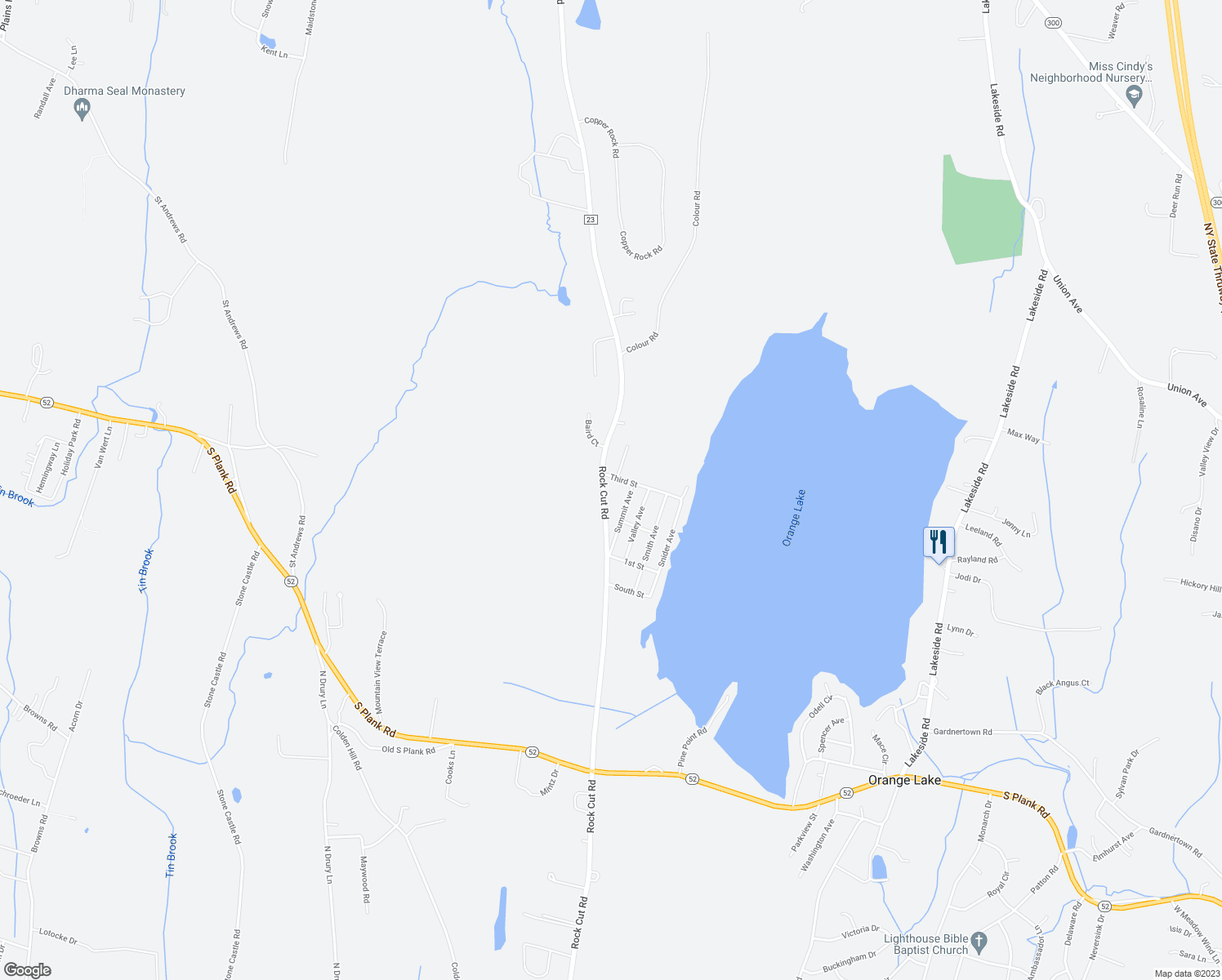 map of restaurants, bars, coffee shops, grocery stores, and more near 288 Rock Cut Road in Walden