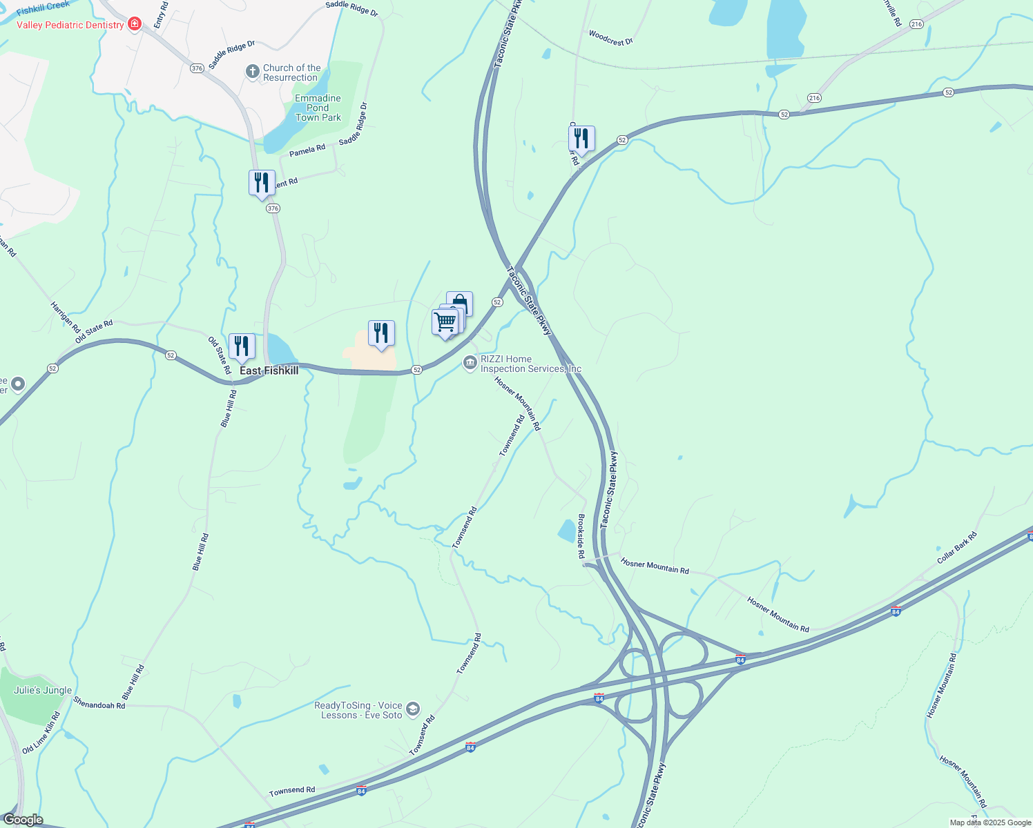 map of restaurants, bars, coffee shops, grocery stores, and more near 4 Townsend Rd in Hopewell Junction