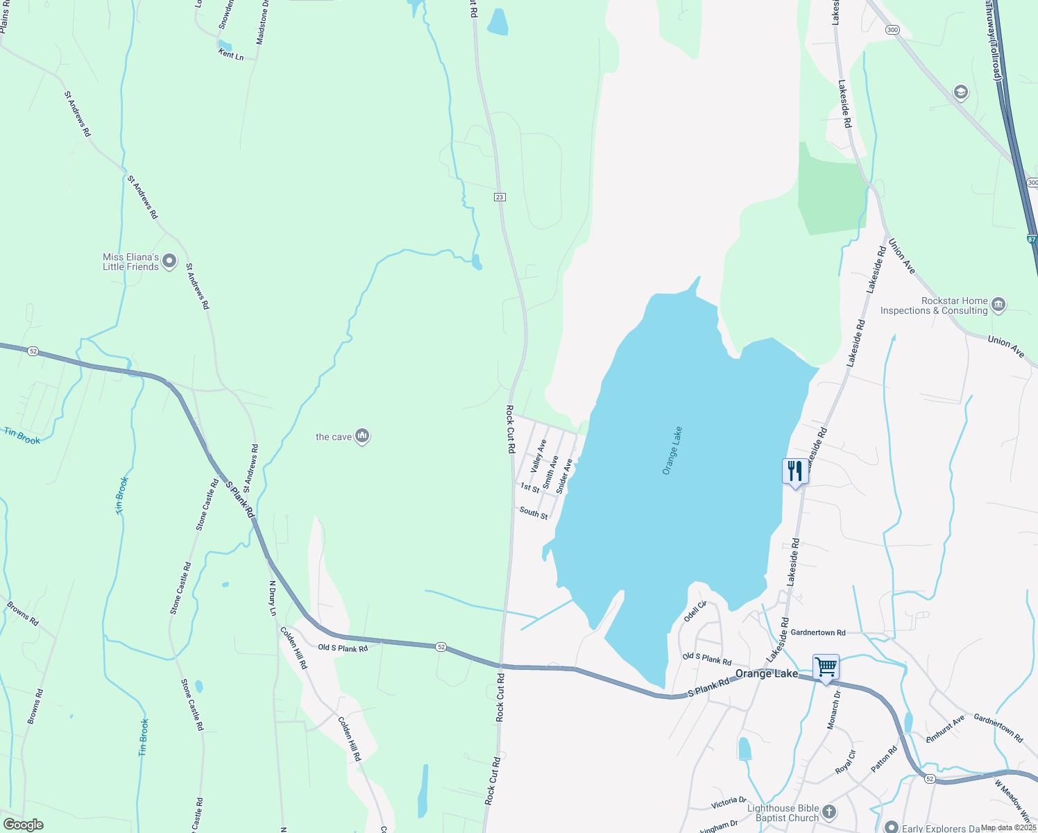 map of restaurants, bars, coffee shops, grocery stores, and more near 288 Rock Cut Road in Walden