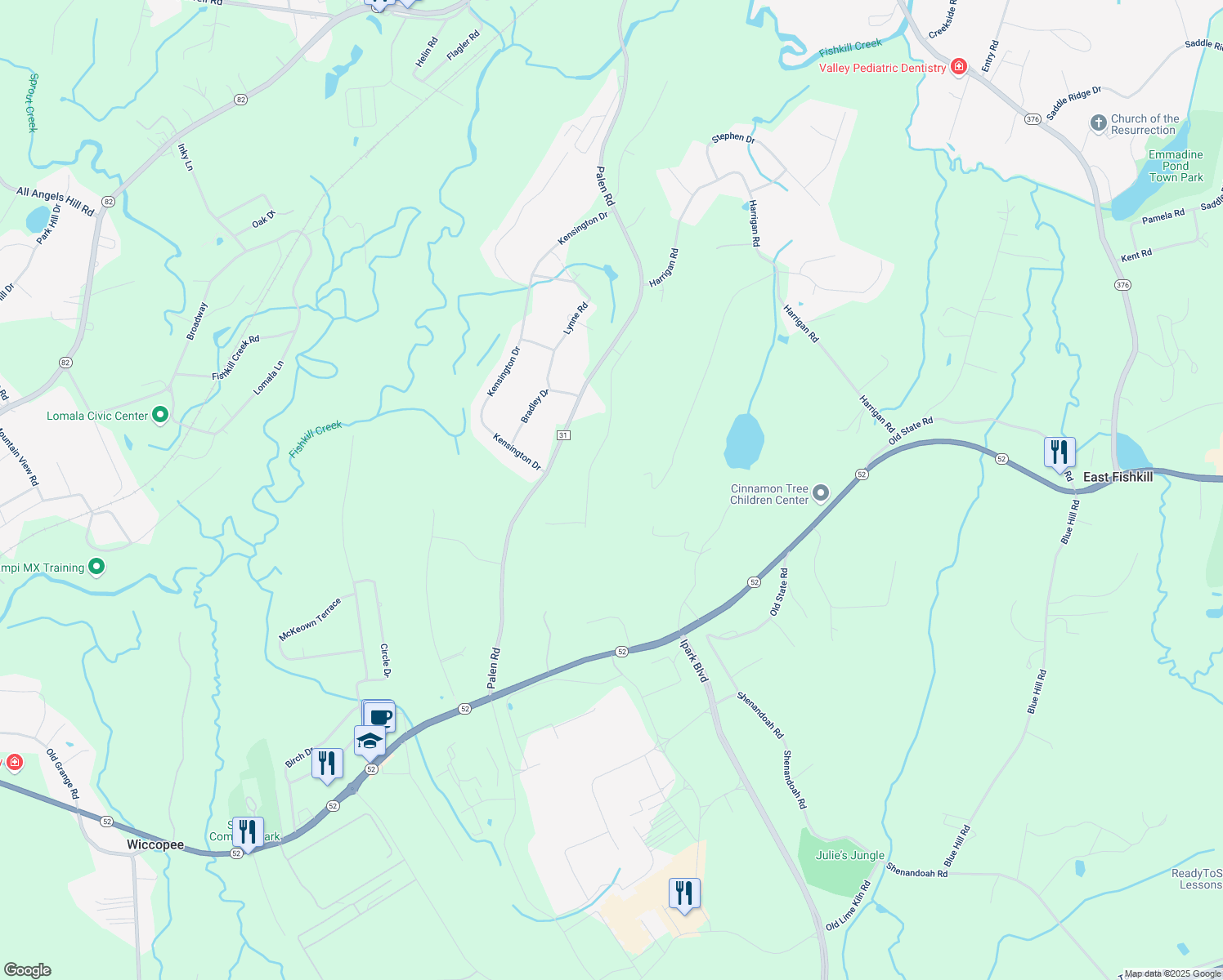 map of restaurants, bars, coffee shops, grocery stores, and more near 100 Dakota Drive in Hopewell Junction