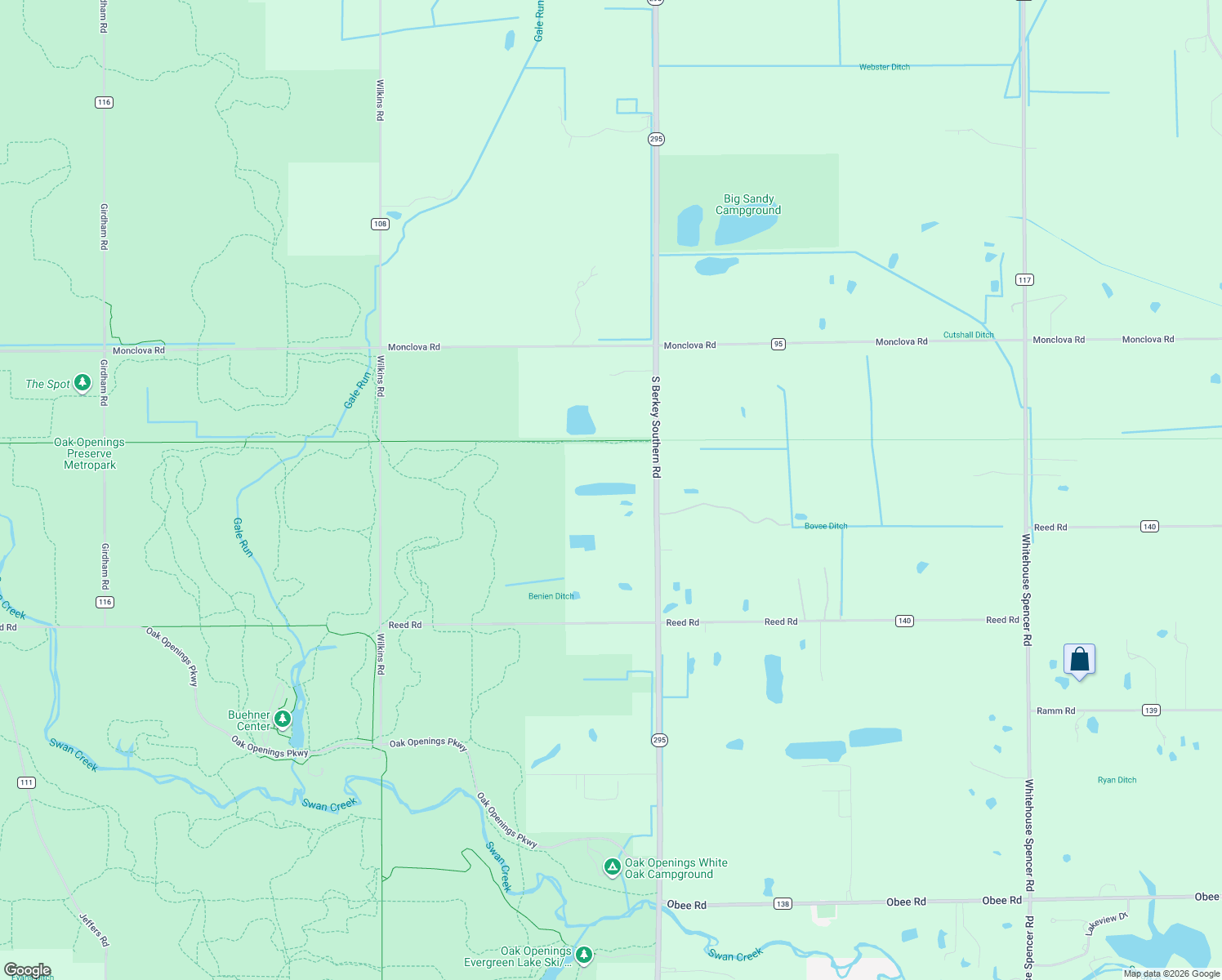 map of restaurants, bars, coffee shops, grocery stores, and more near 4706 S Berkey Southern Rd in Swanton
