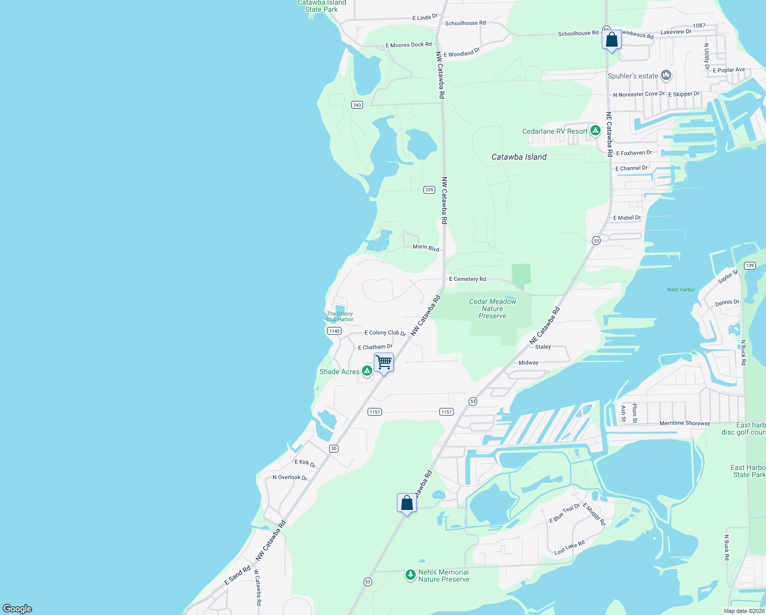 map of restaurants, bars, coffee shops, grocery stores, and more near 4155 E Laurel Ridge Dr in Port Clinton