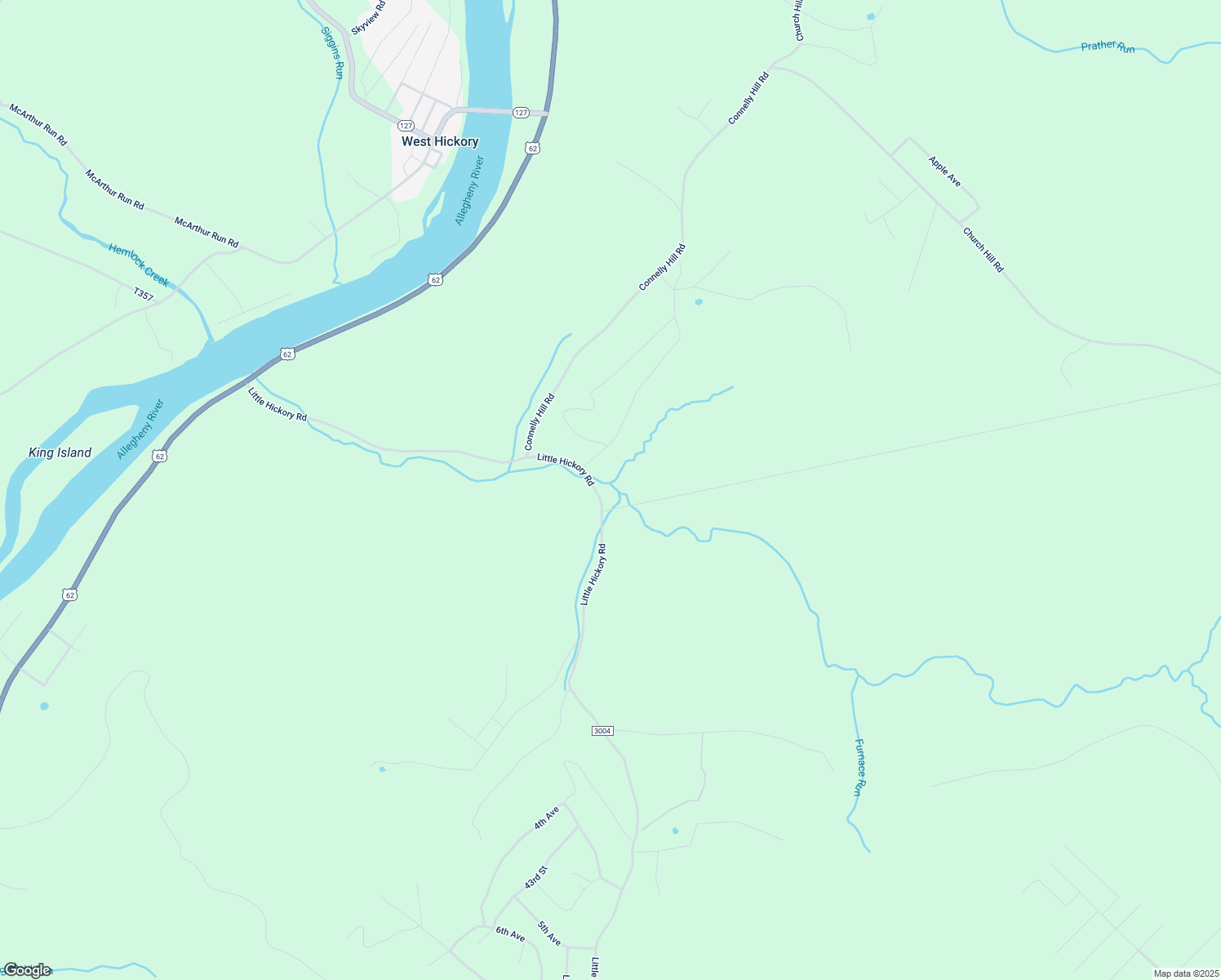 map of restaurants, bars, coffee shops, grocery stores, and more near Little Hickory Road in Tionesta