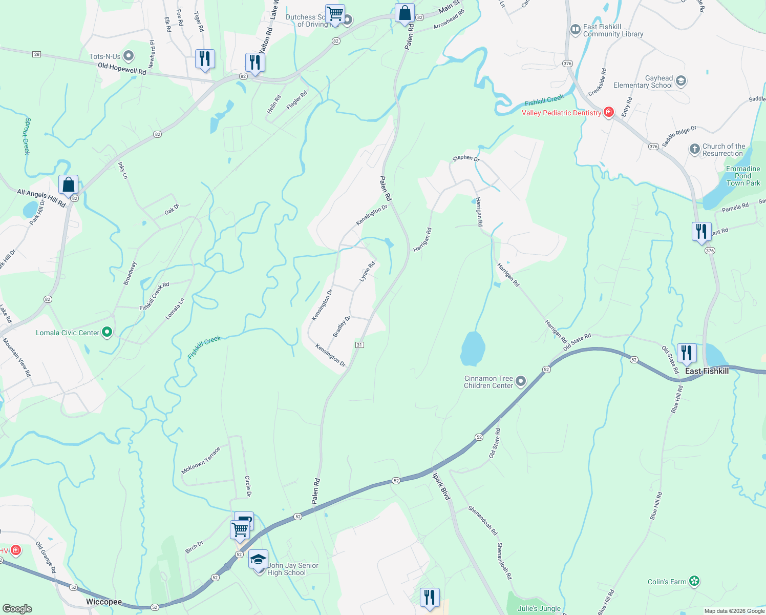 map of restaurants, bars, coffee shops, grocery stores, and more near 35 Dakota Drive in Hopewell Junction