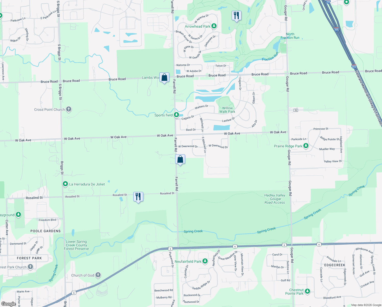 map of restaurants, bars, coffee shops, grocery stores, and more near 18016 South McCabe Lane in Lockport