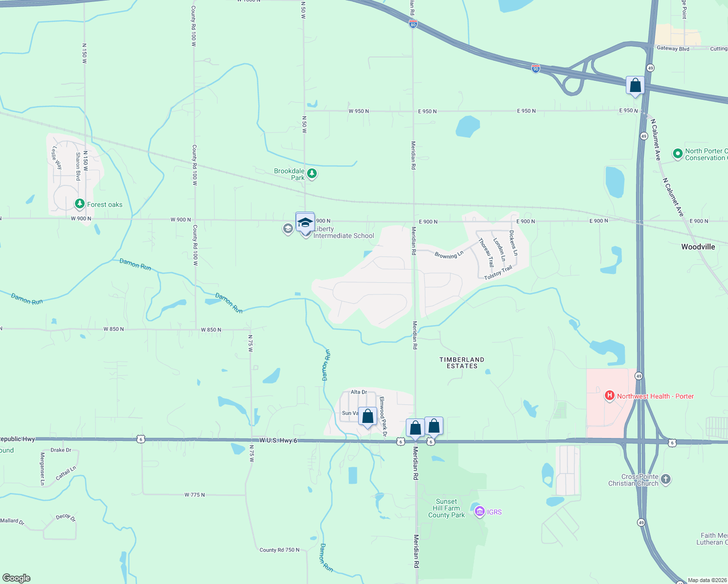 map of restaurants, bars, coffee shops, grocery stores, and more near 23 Covington Dr in Valparaiso