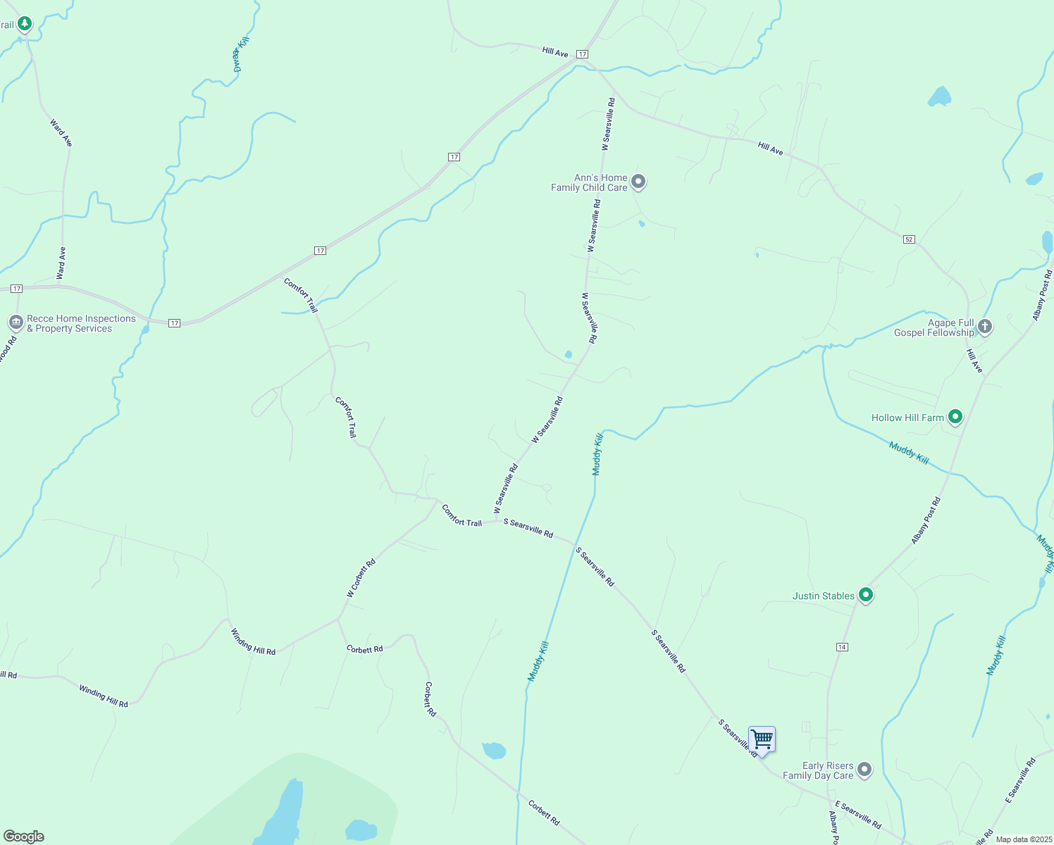 map of restaurants, bars, coffee shops, grocery stores, and more near 37 West Searsville Road in Montgomery