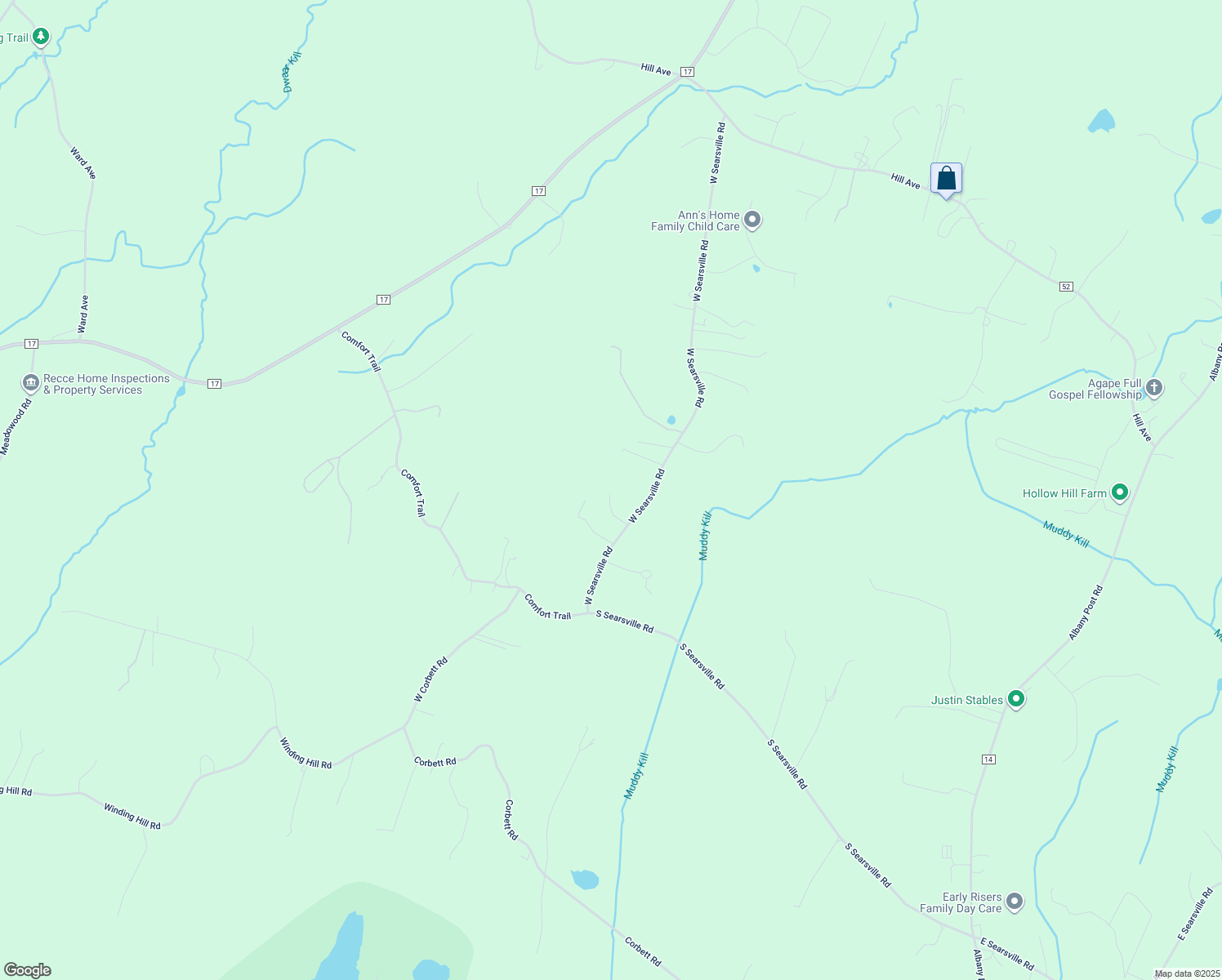 map of restaurants, bars, coffee shops, grocery stores, and more near 37 West Searsville Road in Montgomery