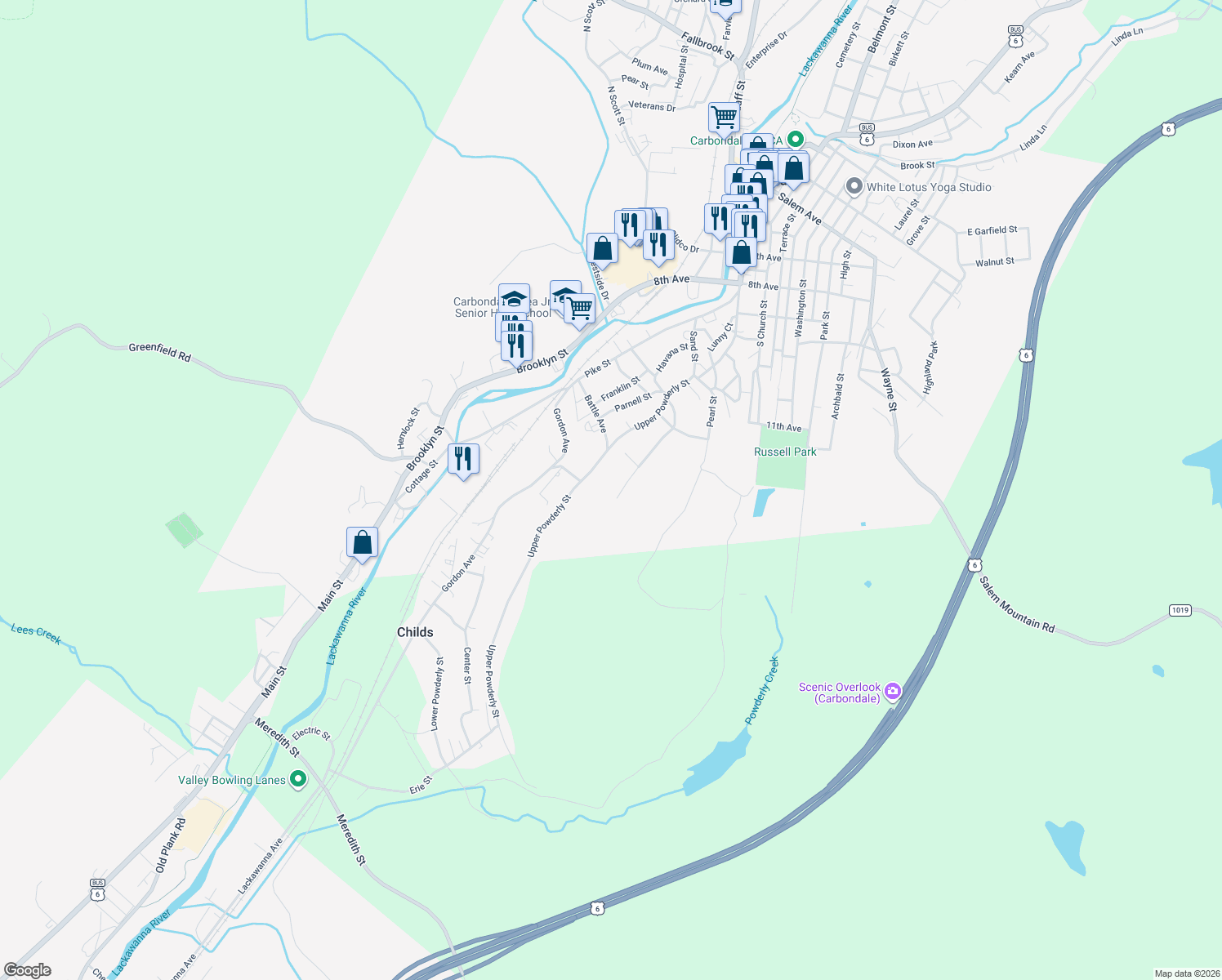 map of restaurants, bars, coffee shops, grocery stores, and more near 172 Kohut Ave in Carbondale
