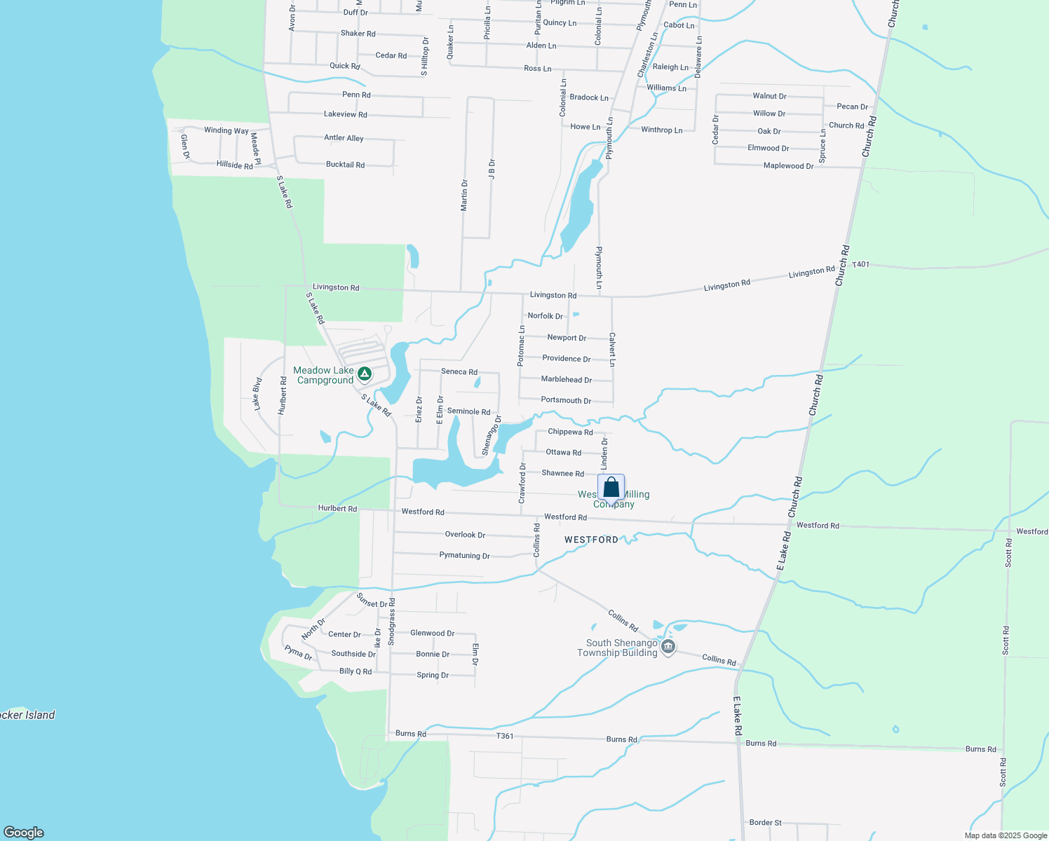 map of restaurants, bars, coffee shops, grocery stores, and more near 299 Navaho Rd in Jamestown