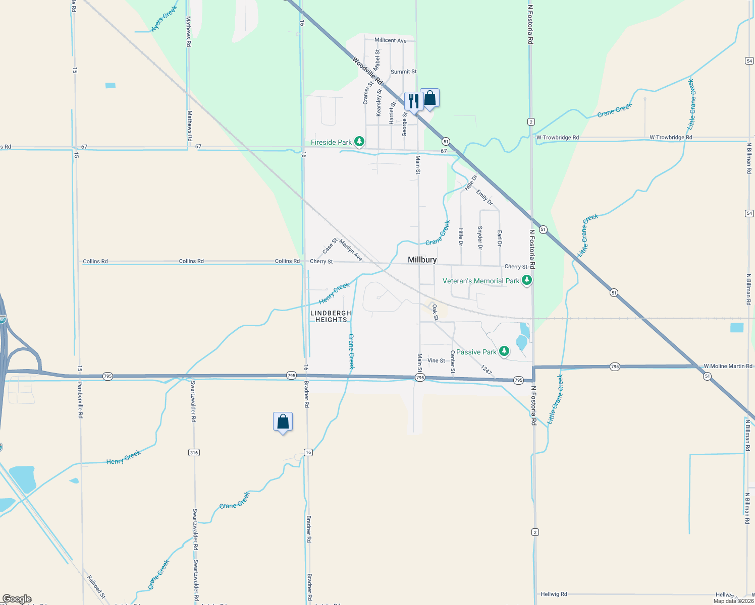 map of restaurants, bars, coffee shops, grocery stores, and more near 1475 Wilson Court in Millbury
