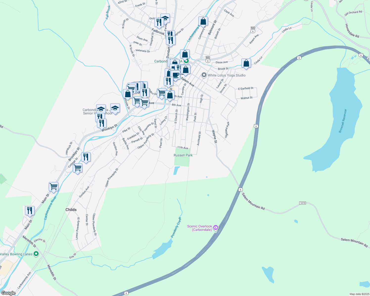 map of restaurants, bars, coffee shops, grocery stores, and more near 8 11th Ave in Carbondale