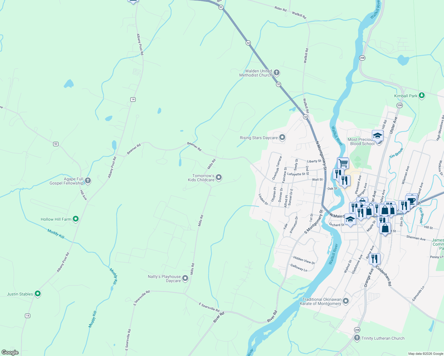 map of restaurants, bars, coffee shops, grocery stores, and more near 15 Rapelje Rd in Walden