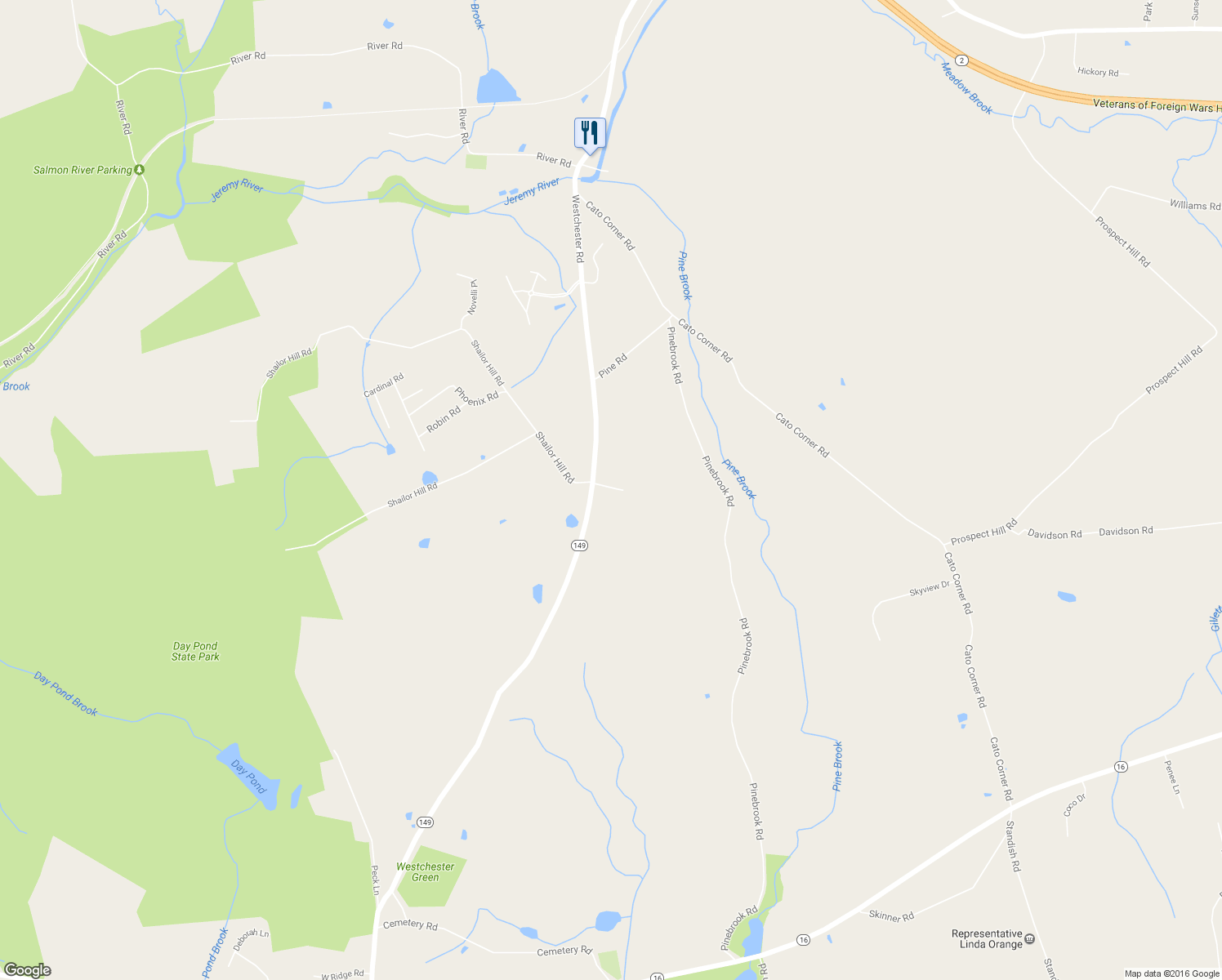 map of restaurants, bars, coffee shops, grocery stores, and more near 259 Westchester Road in Colchester