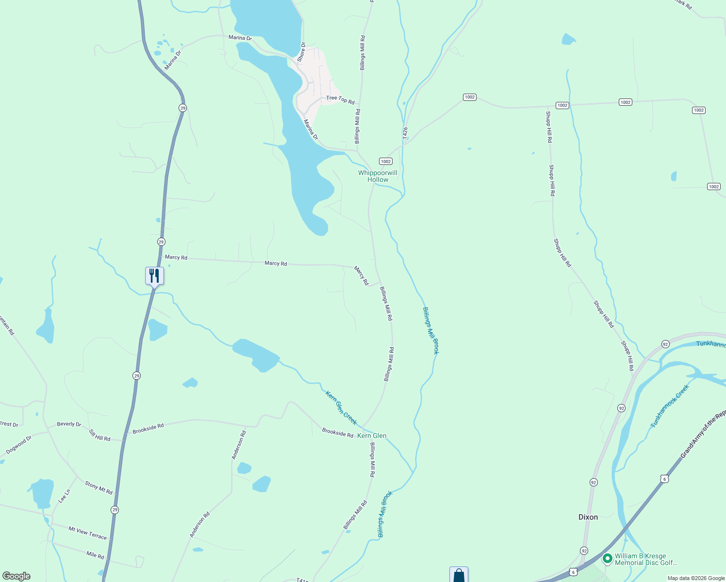 map of restaurants, bars, coffee shops, grocery stores, and more near 9 Marcy Rd in Tunkhannock