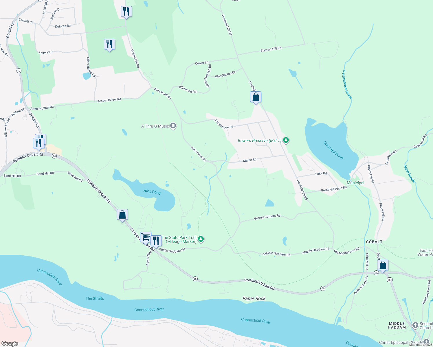 map of restaurants, bars, coffee shops, grocery stores, and more near 13 Maple Road in Portland