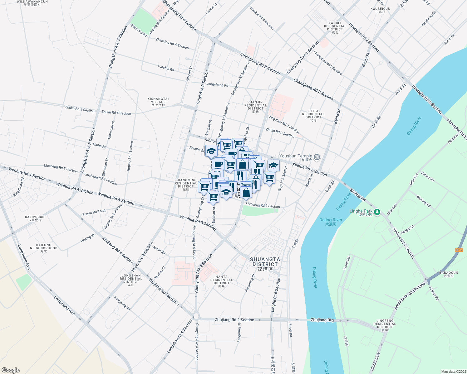 map of restaurants, bars, coffee shops, grocery stores, and more near in Chaoyang, Liaoning