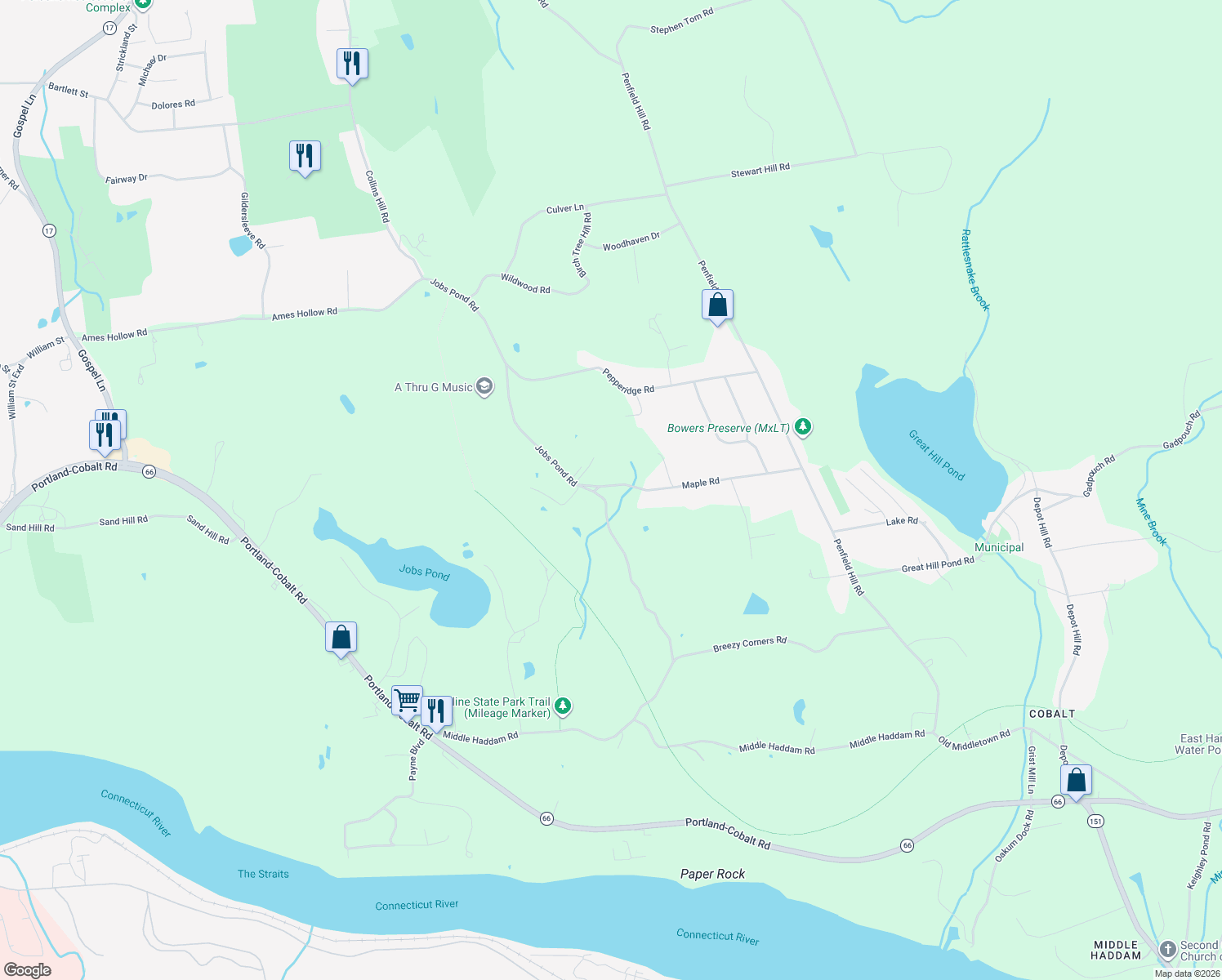 map of restaurants, bars, coffee shops, grocery stores, and more near 13 Maple Road in Portland