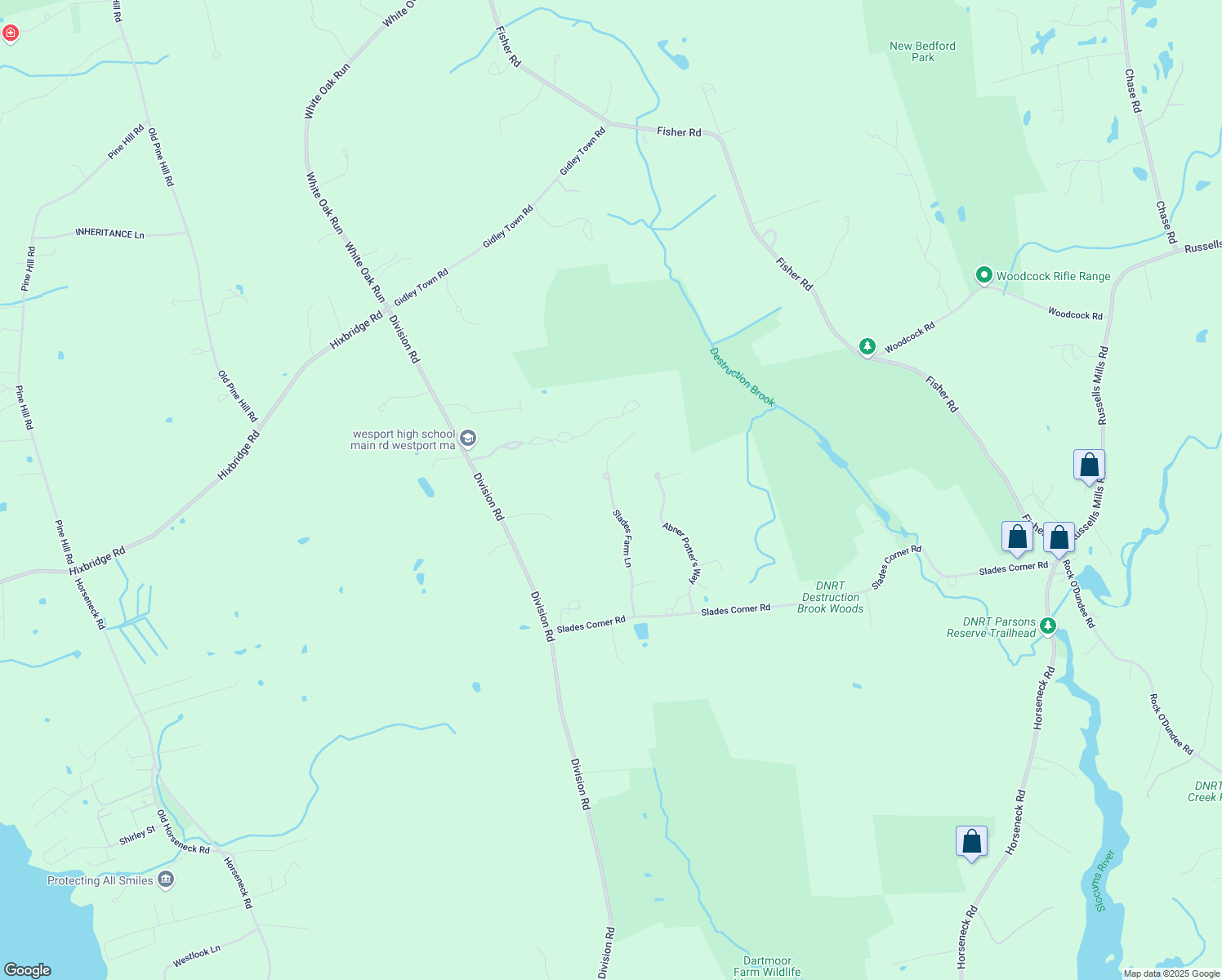 map of restaurants, bars, coffee shops, grocery stores, and more near 64 Slades Farm Ln in Dartmouth