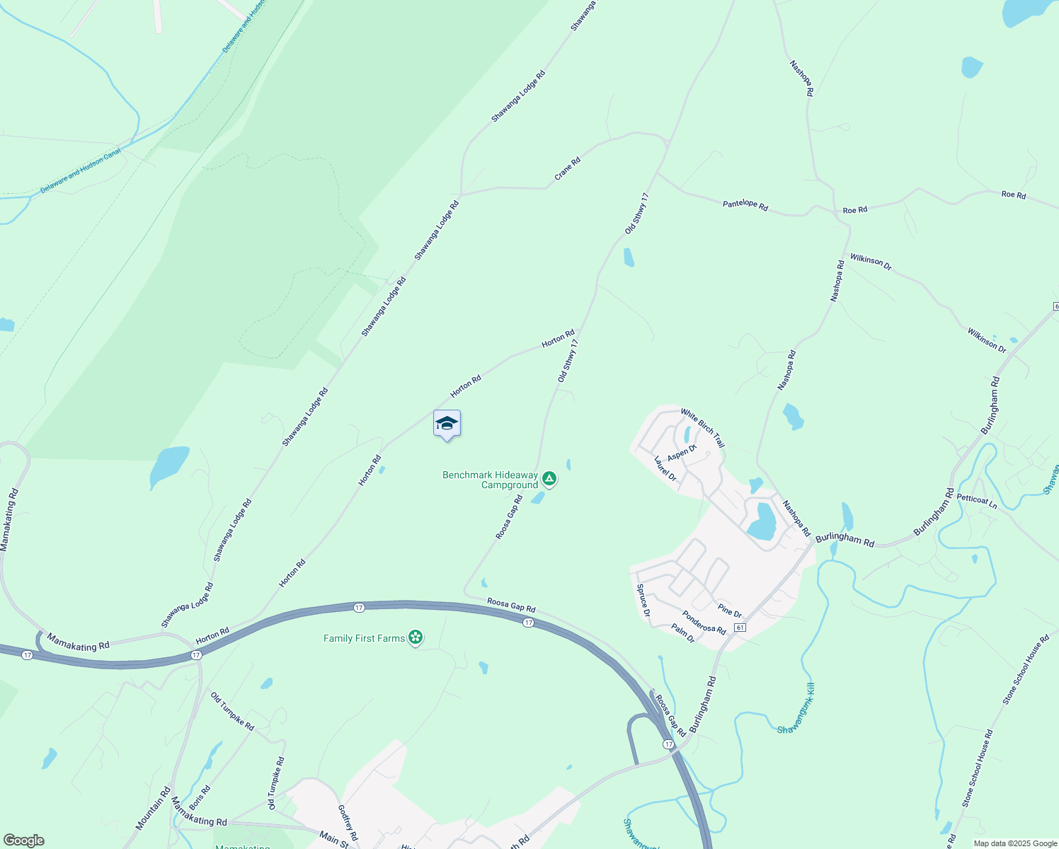 map of restaurants, bars, coffee shops, grocery stores, and more near 285-287 Roosa Gap Road in Bloomingburg