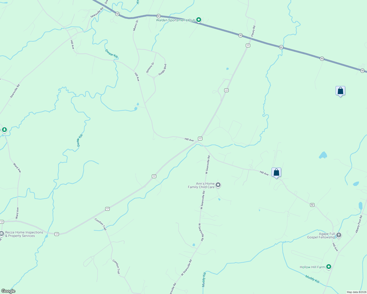 map of restaurants, bars, coffee shops, grocery stores, and more near 1085 County Route 17 in Southfields
