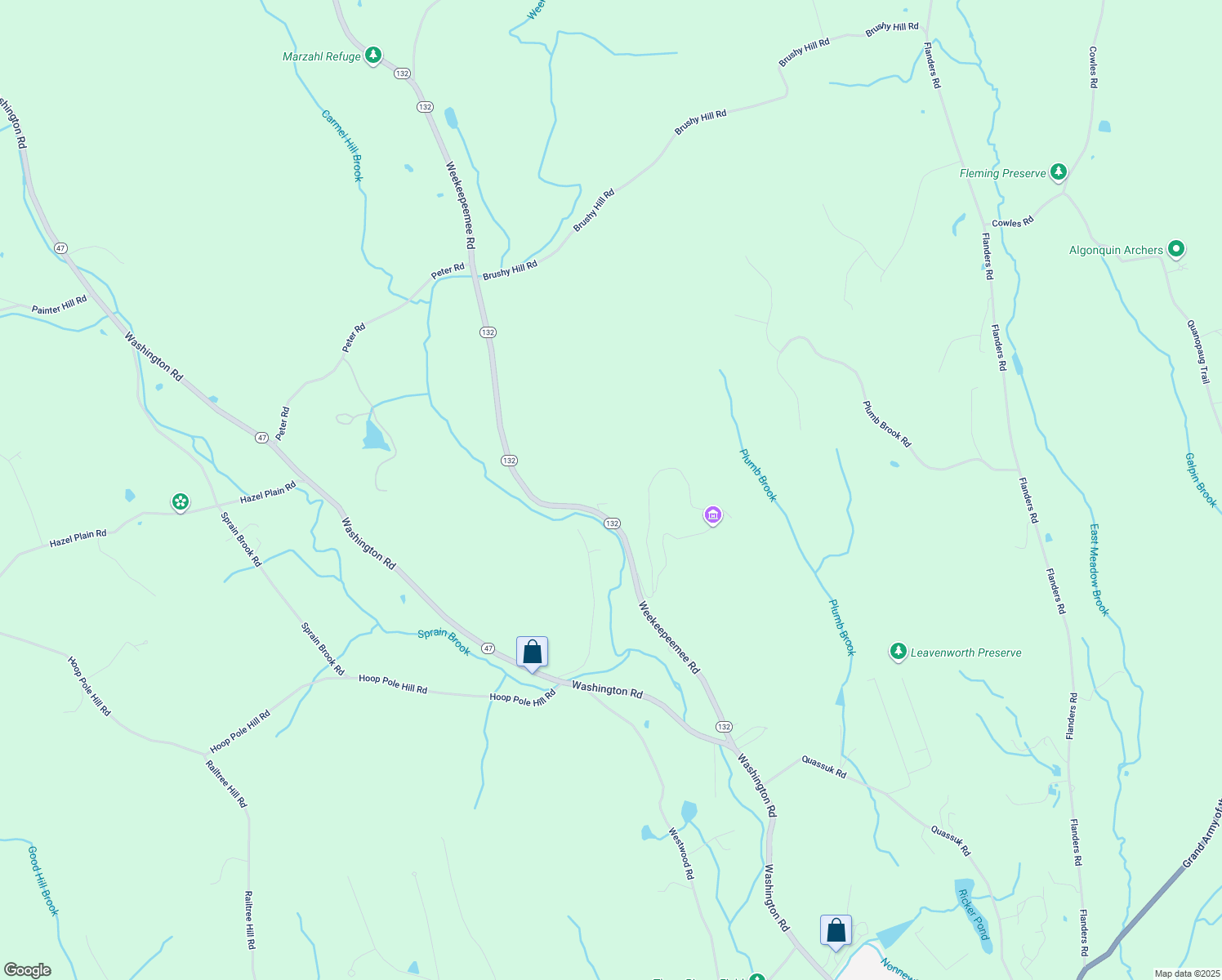 map of restaurants, bars, coffee shops, grocery stores, and more near 156 Weekeepeemee Rd in Woodbury