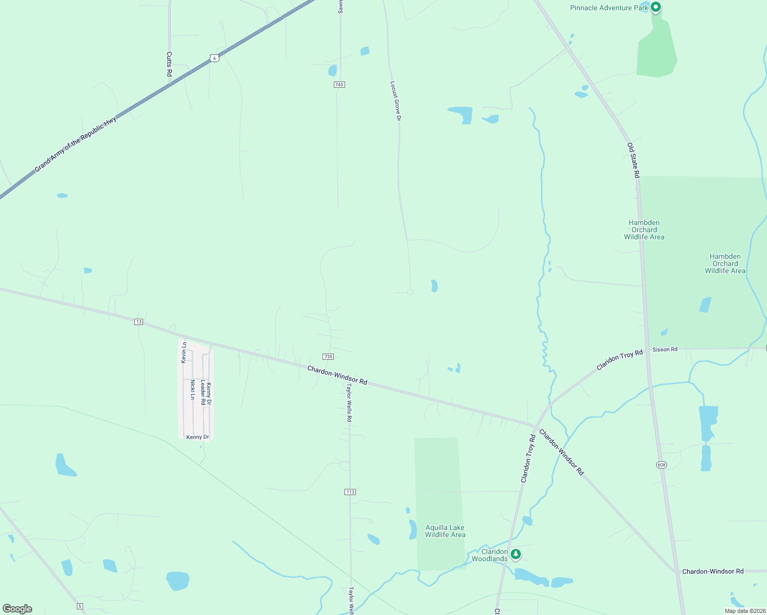 map of restaurants, bars, coffee shops, grocery stores, and more near 10770 Locust Grove Drive in Chardon