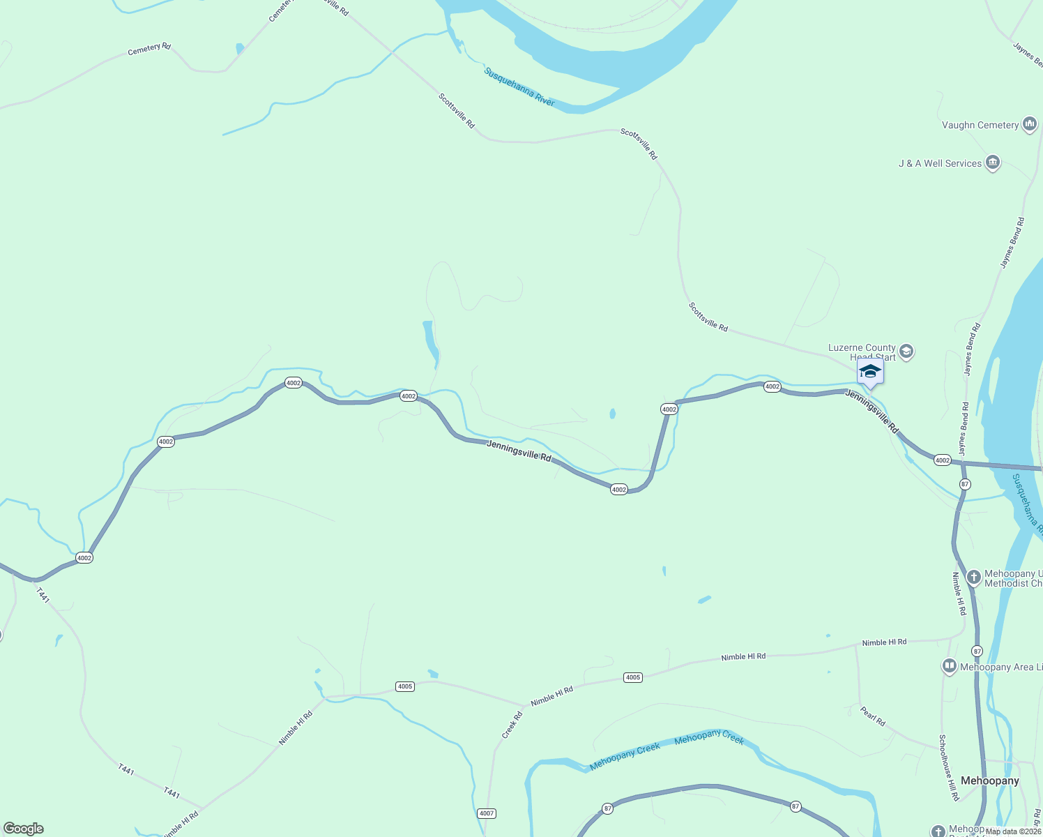 map of restaurants, bars, coffee shops, grocery stores, and more near 686 Shady Lane Road in Mehoopany