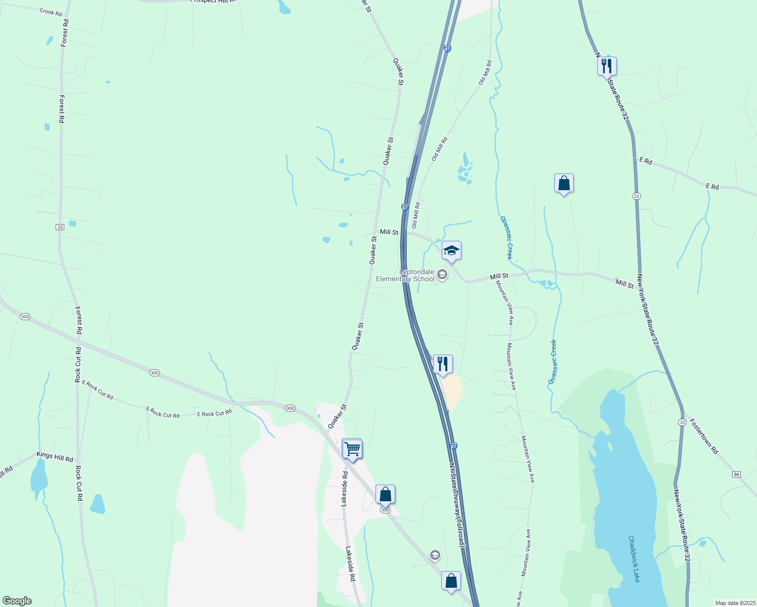 map of restaurants, bars, coffee shops, grocery stores, and more near 353 Quaker St in Wallkill
