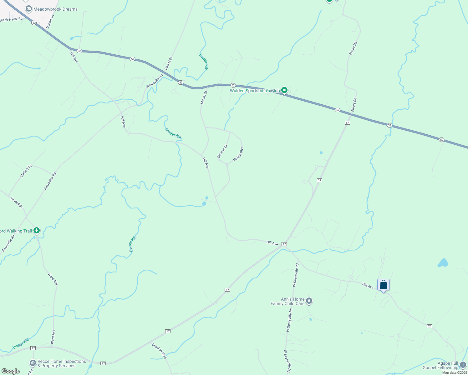 map of restaurants, bars, coffee shops, grocery stores, and more near 109 Goldin Blvd in Walden