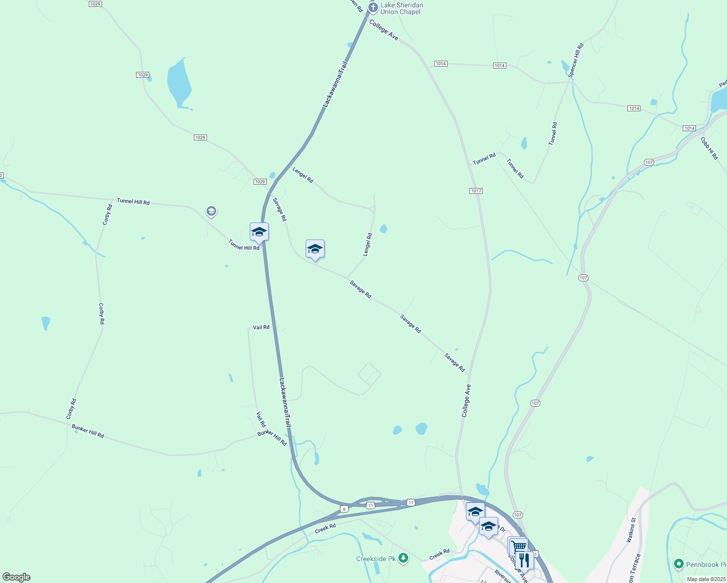 map of restaurants, bars, coffee shops, grocery stores, and more near 72 Savage Road in Nicholson