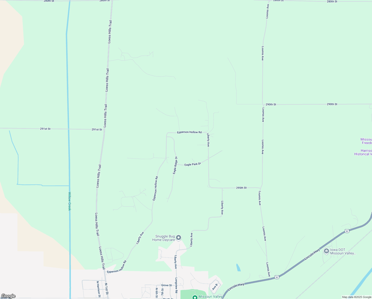 map of restaurants, bars, coffee shops, grocery stores, and more near 2929 Eagle Grove Lane in Missouri Valley