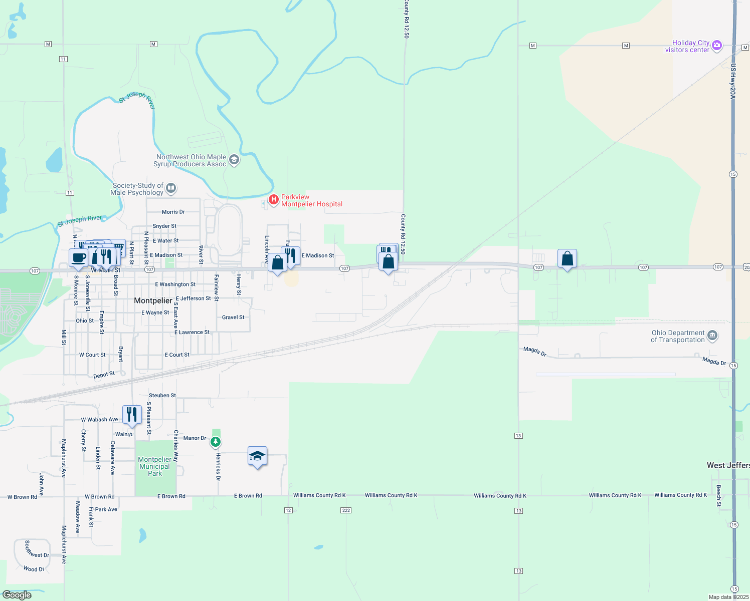 map of restaurants, bars, coffee shops, grocery stores, and more near 6 Foxglove Place in Montpelier