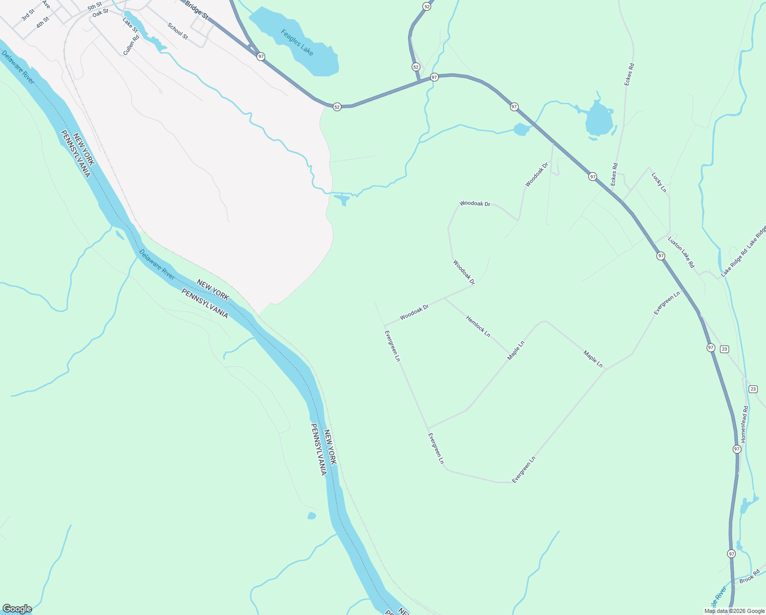 map of restaurants, bars, coffee shops, grocery stores, and more near 390 Evergreen Lane in Narrowsburg