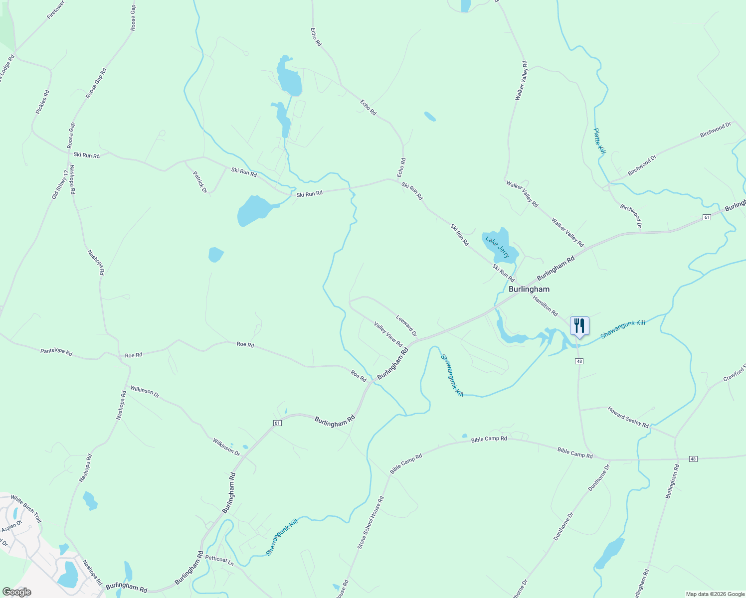 map of restaurants, bars, coffee shops, grocery stores, and more near 47 Leeward Drive in Bloomingburg