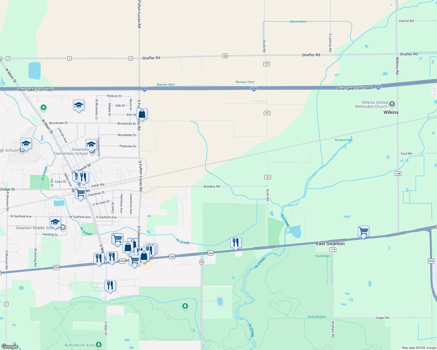 map of restaurants, bars, coffee shops, grocery stores, and more near 13722 Brindley Rd in Swanton