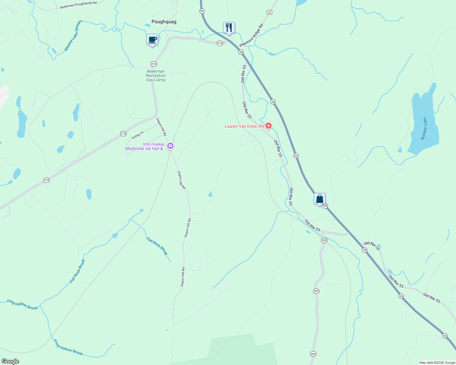 map of restaurants, bars, coffee shops, grocery stores, and more near 74 Carol Lane in Poughquag