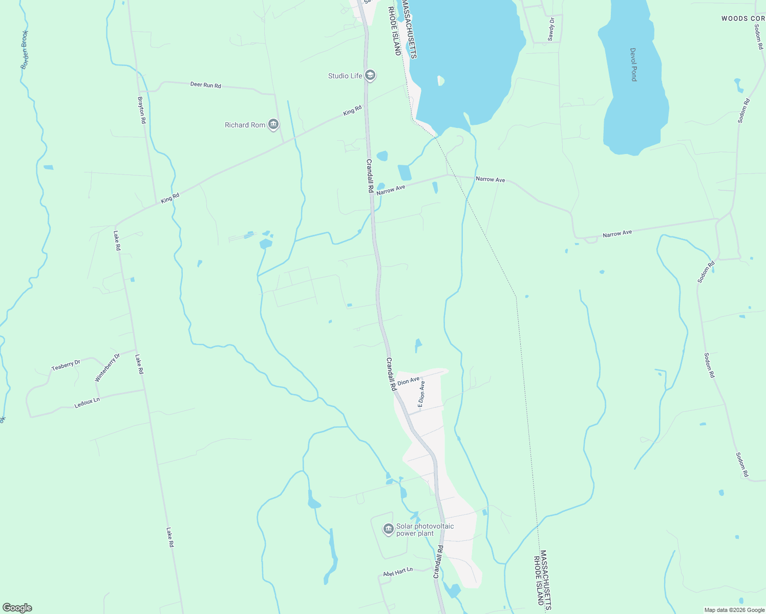 map of restaurants, bars, coffee shops, grocery stores, and more near 1062 Crandall Rd in Tiverton